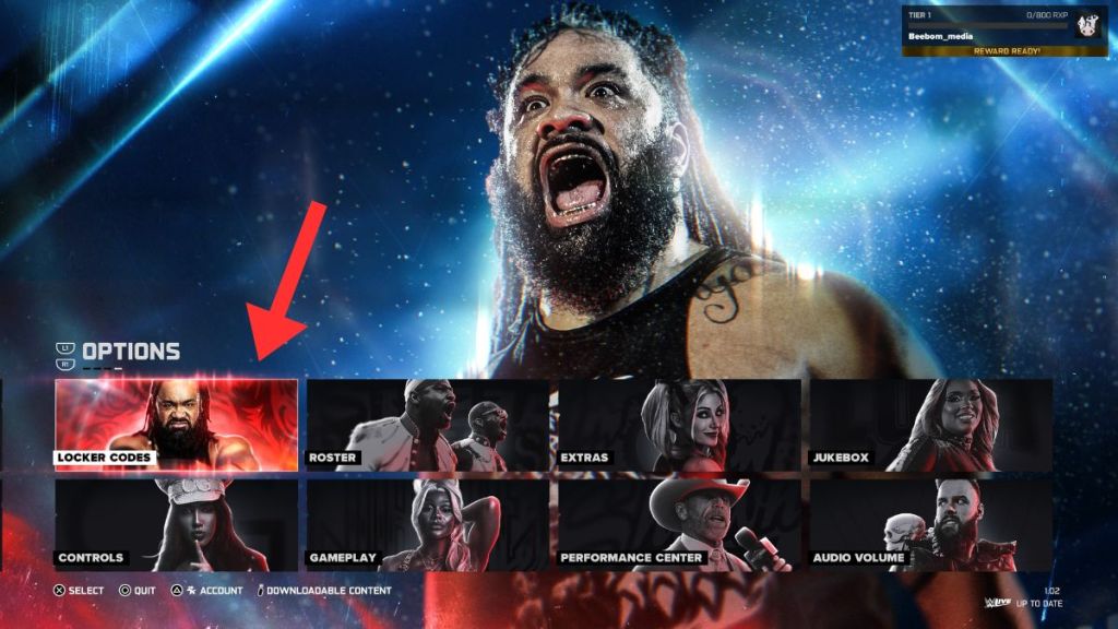 WWE 2K26 Locker Codes Button