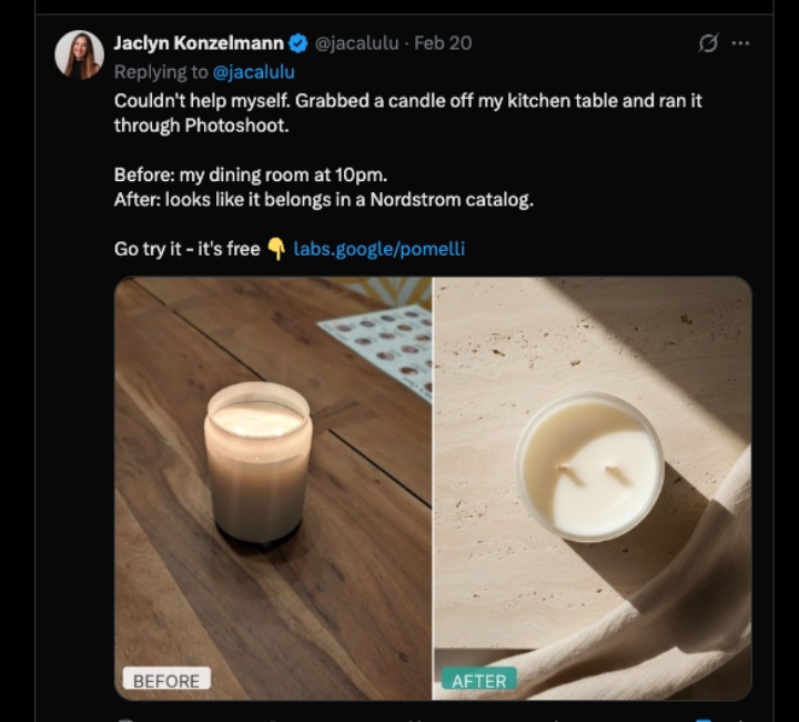 X-User-screenshot-showing-someone-praising-the-Google-Pomelli-tool