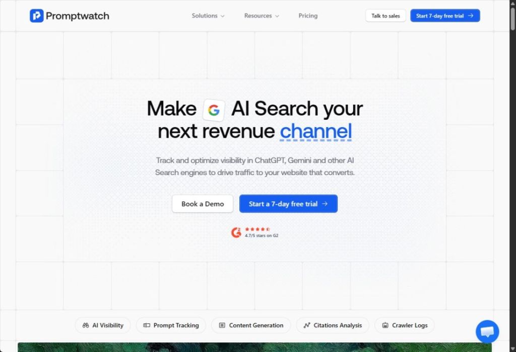 promptwatch landing page