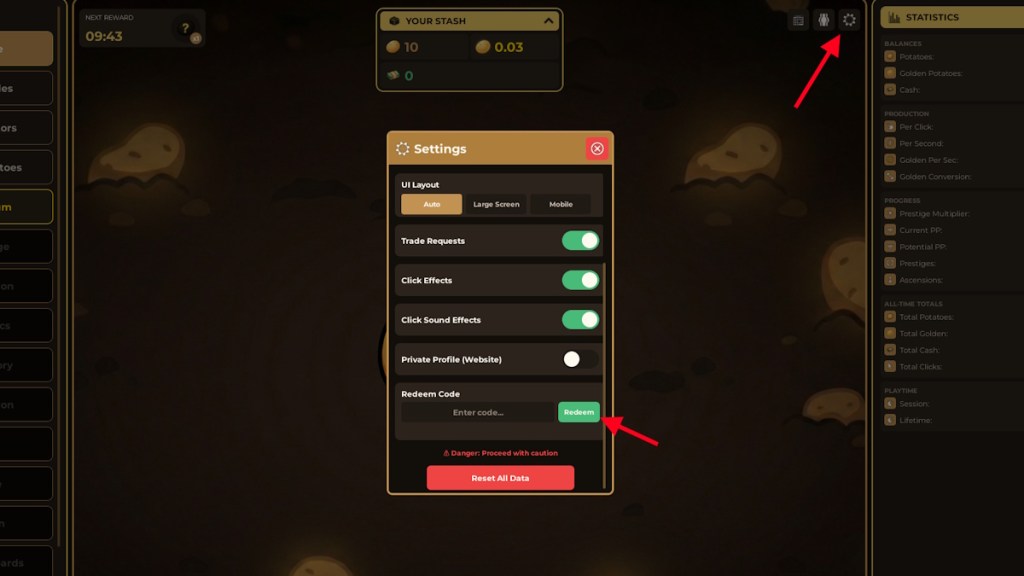redeem Idle Potato codes