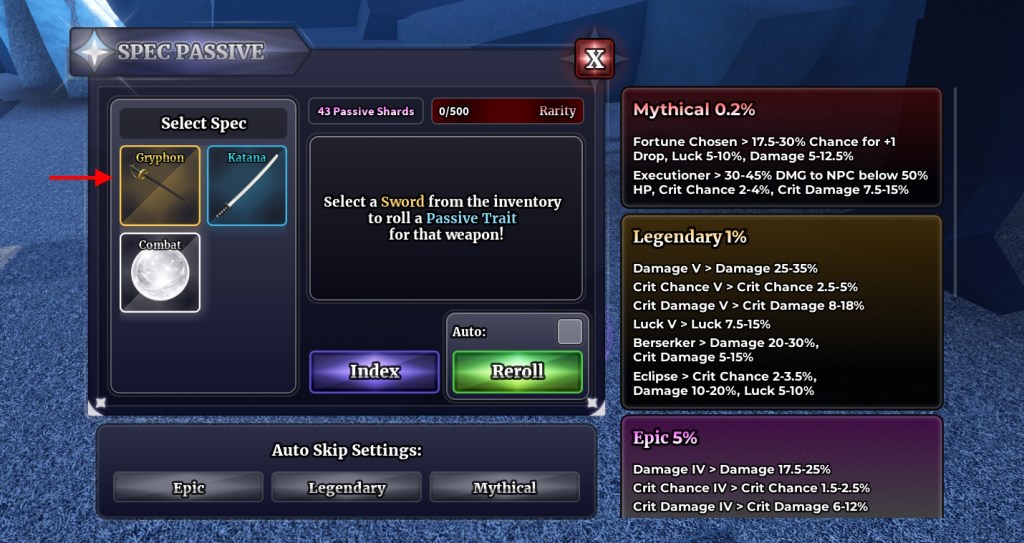 Add specs to your weapons in Sailor Piece