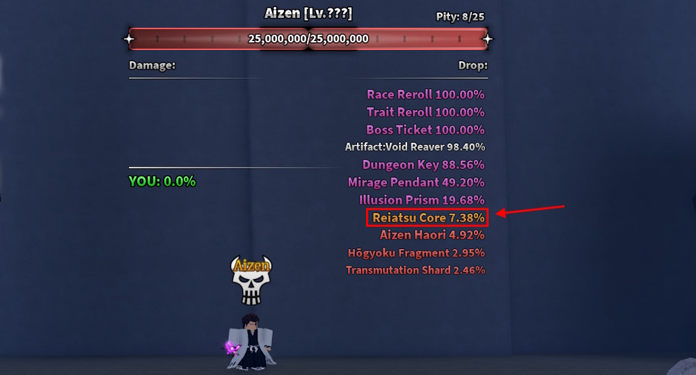 Aizen Boss Reiatsu Core Sailor Piece