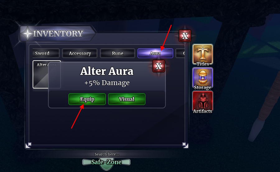 Alter aura equip Sailor Piece