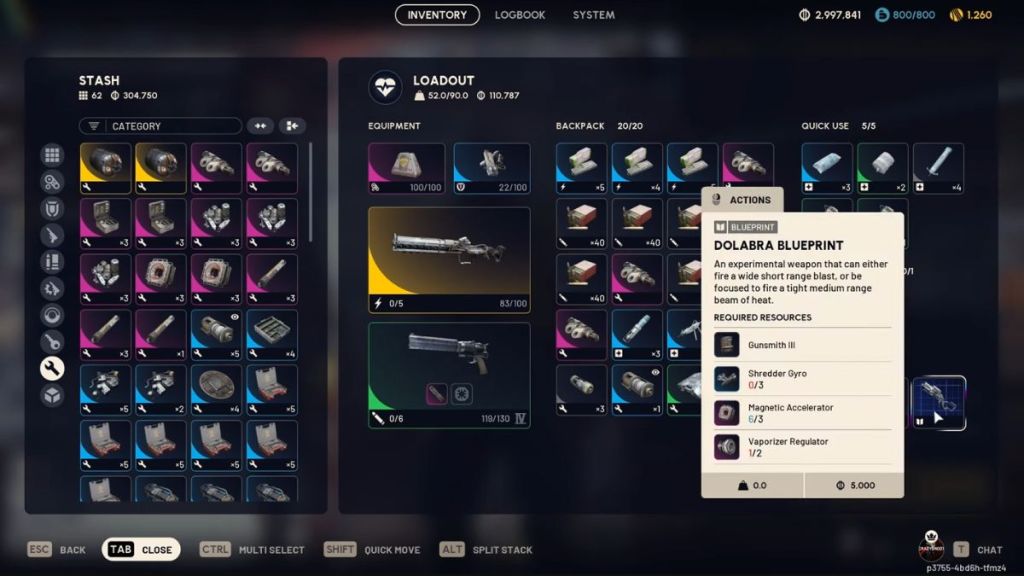 Arc Raiders Dolabra Blueprint Crafting