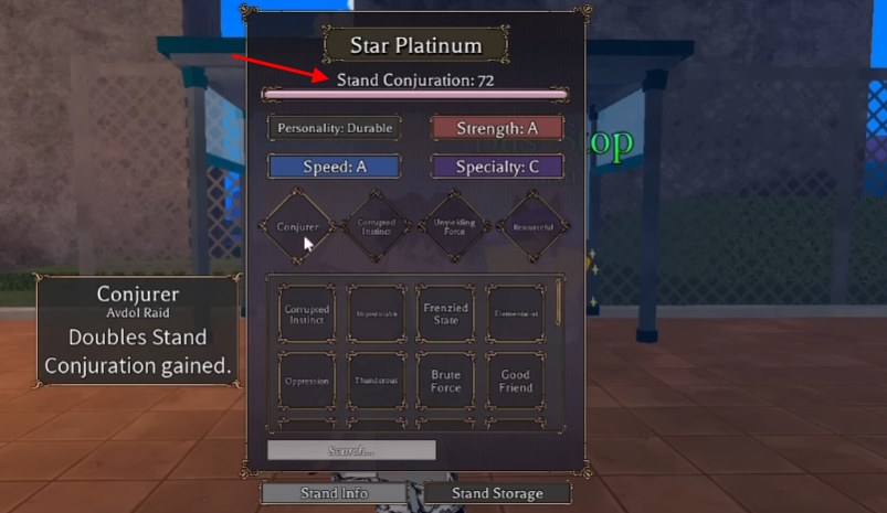 Bizarre Lineage Stand Conjuration level