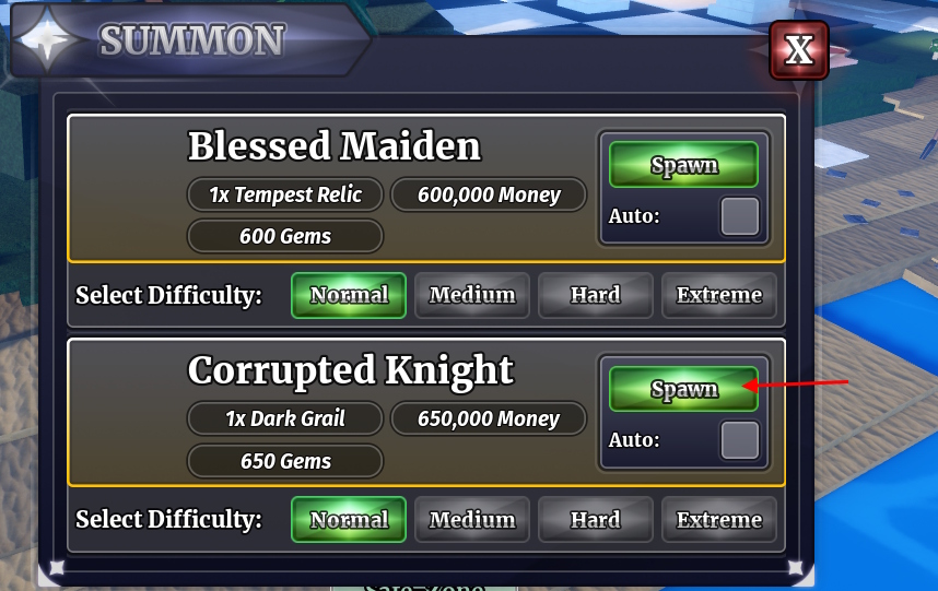 Corrupted Knight summon in Sailor Piece