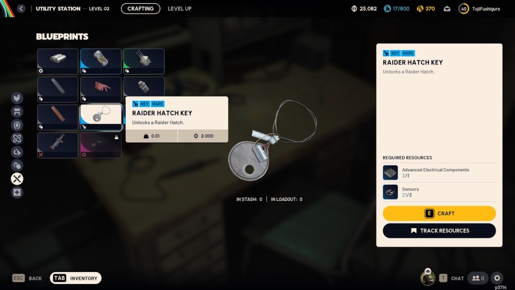 Fabricando uma chave de saída em Arc Raiders