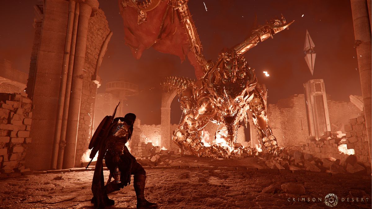 A boss fight in Crimson Desert