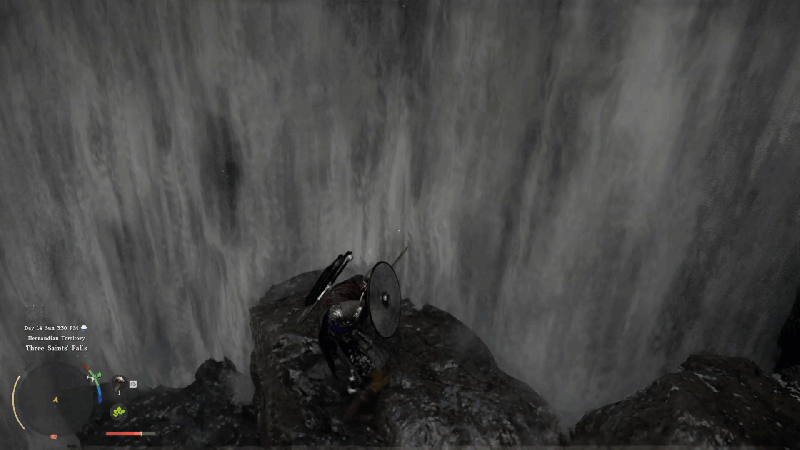 Pierce through the waterfall with a sword in Crimson Desert