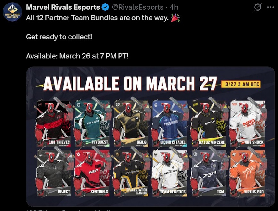 Deadpool Esports team bundle in Marvel Rivals