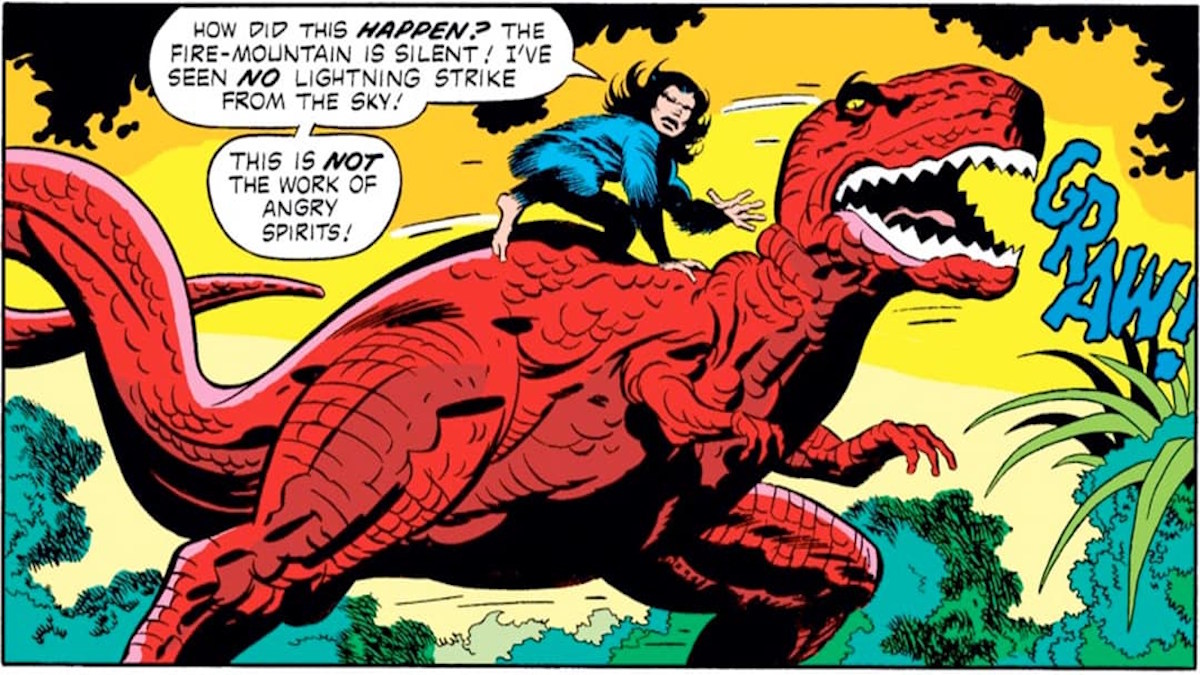 Devil Dinosaur and Moonboy in Marvel Comics