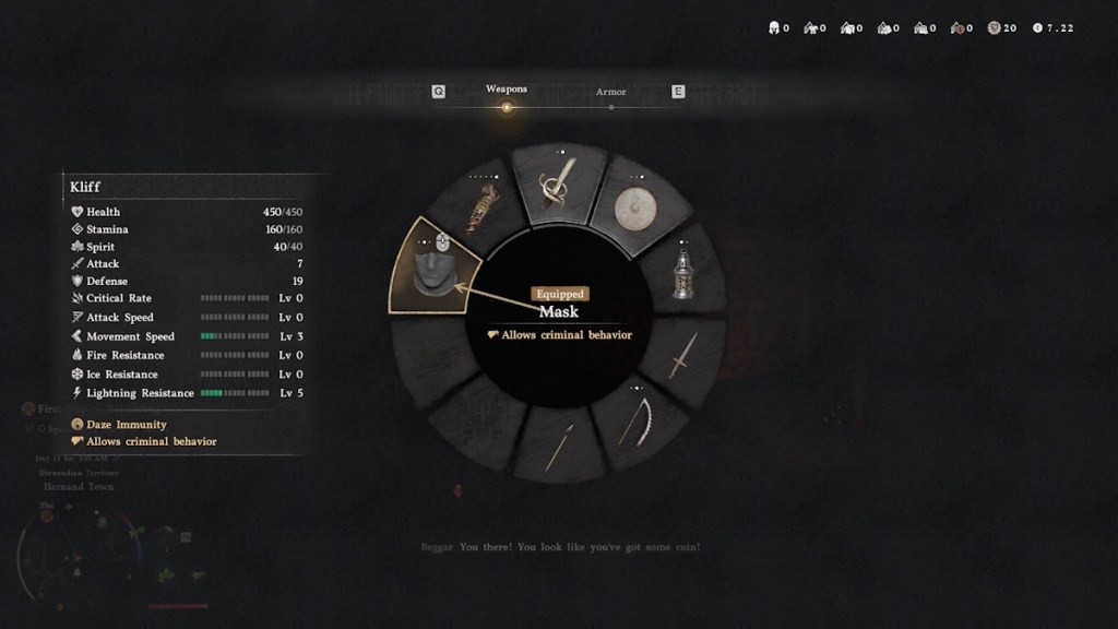 Equipando Máscara em Crimson Desert