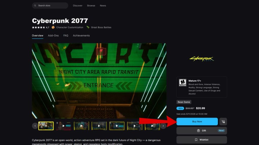 Fortnite Cyberpunk 2077 Epic Games Store