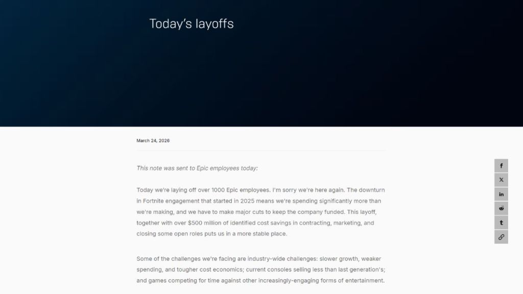 Fortnite Layoffs Statement