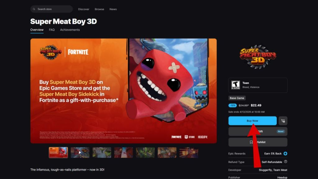 Fortnite Super Meat Boy Sidekick Epic Games Store