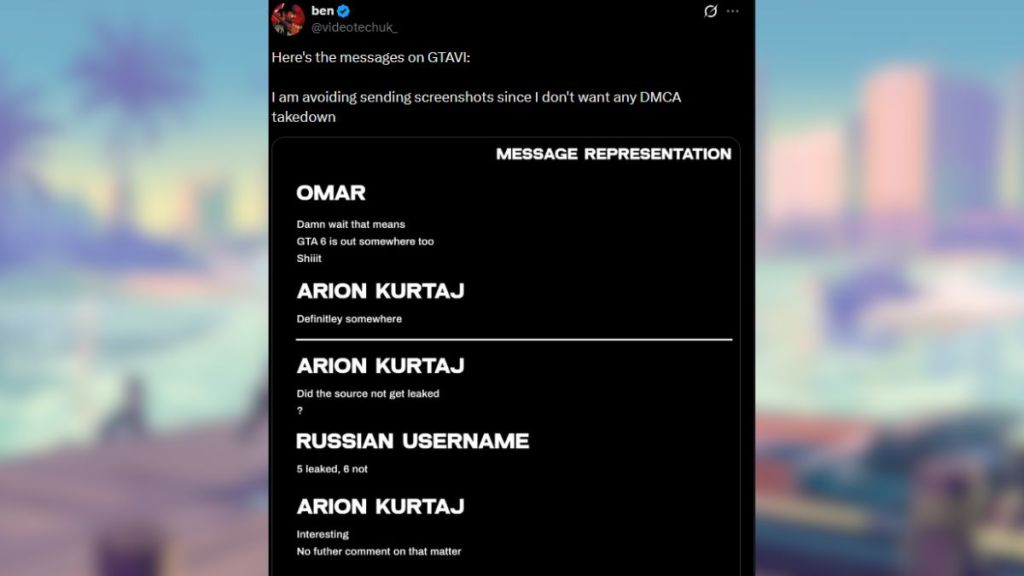 Leaked messages from GTA 6 hacker