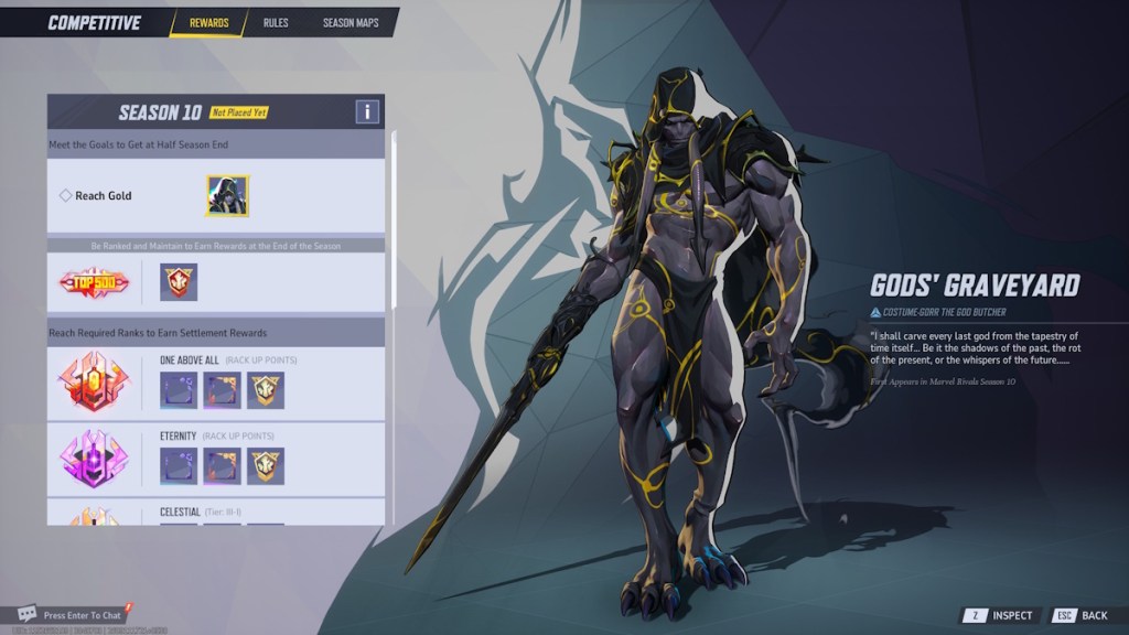 Gorr Gods' Graveyard Ranked Skin in Marvel Rivals Season 10