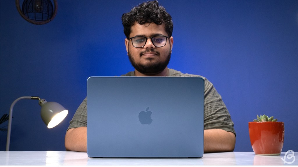 Image of me using the MacBook  Neo