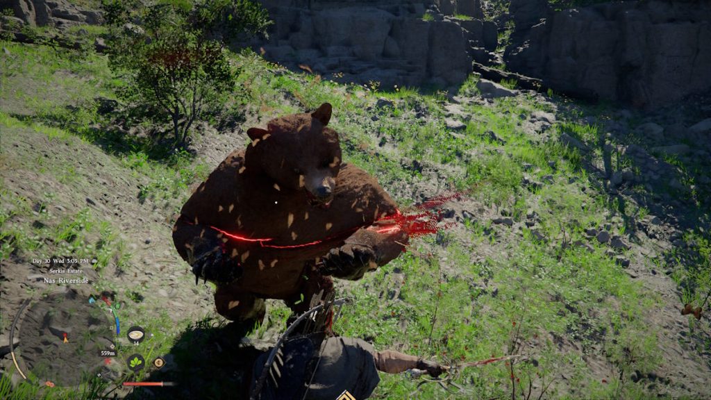 Kliff attacking a bear in Crimson Desert