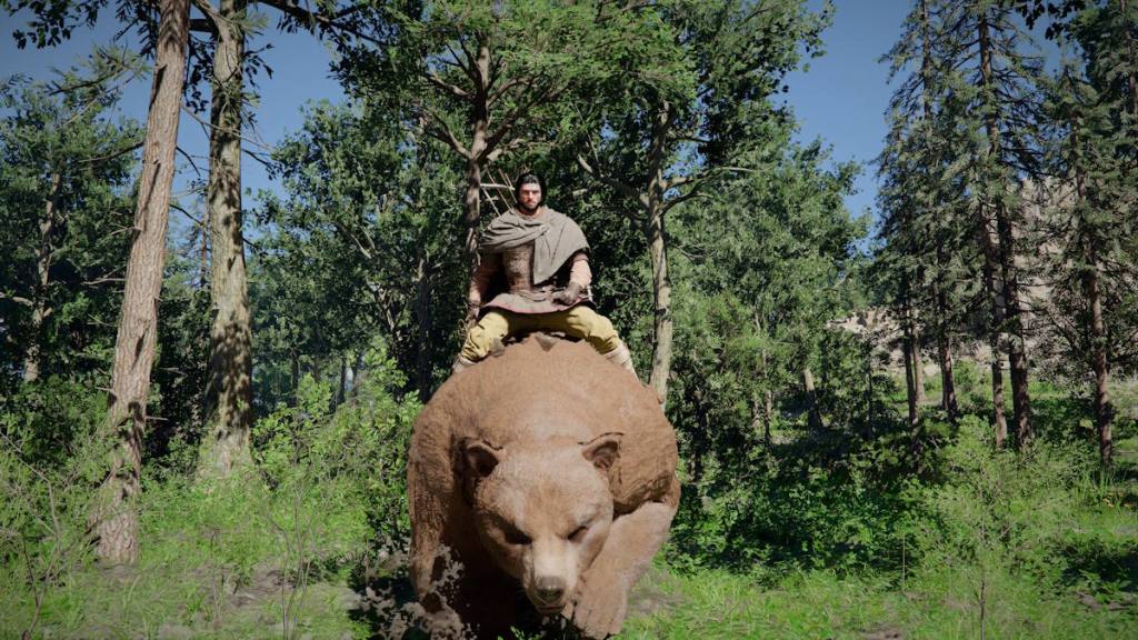 Kliff on top of a bear in Crimson Desert