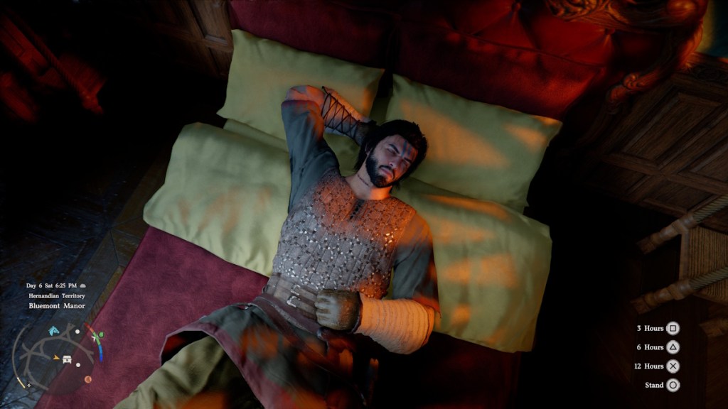 Kliff sleeping in a bed in Crimson Desert