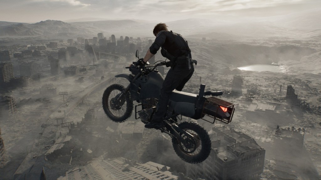 Leon riding a bike Resident Evil Requiem