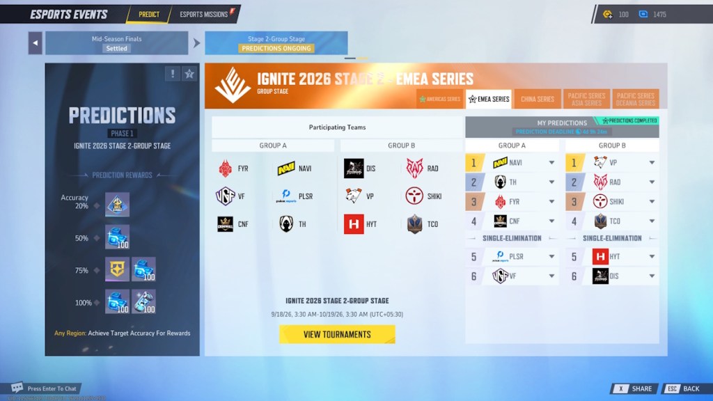 Marvel Rivals Ignite 2026 stage 2 group stage EMEA series predictions