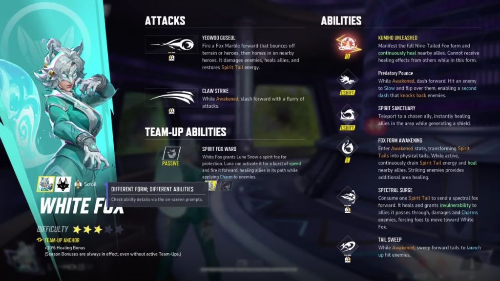 Marvel Rivals White Fox Abilities