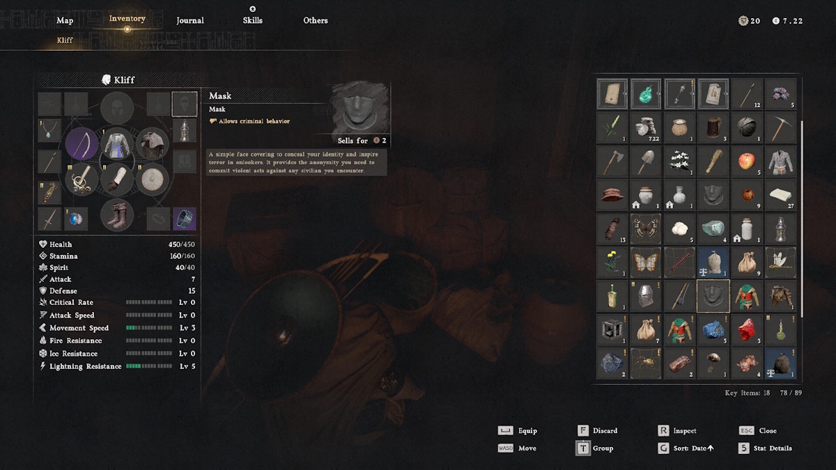 Mask in the inventory in Crimson Desert