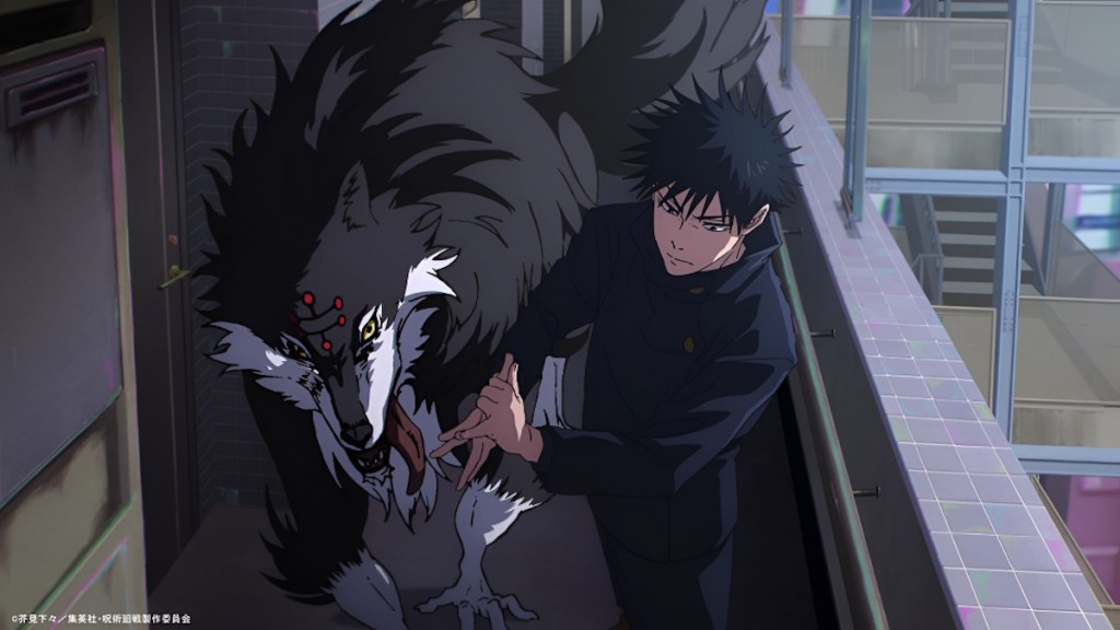 Megumi with his wolf in JJK season 3