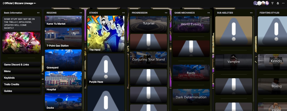 Official Bizarre Lineage Trello Board Link