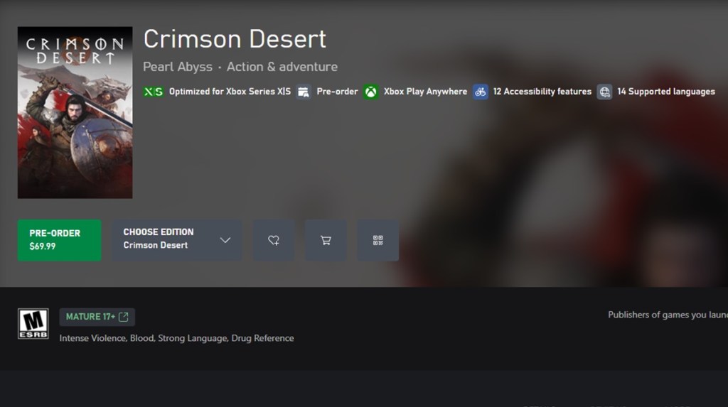 Preload Crimson Desert on Xbox Series X and S