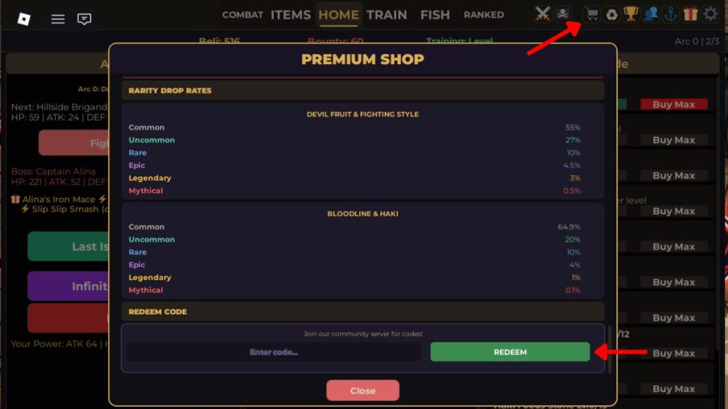 Redeem Fruit Piece Incremental Codes