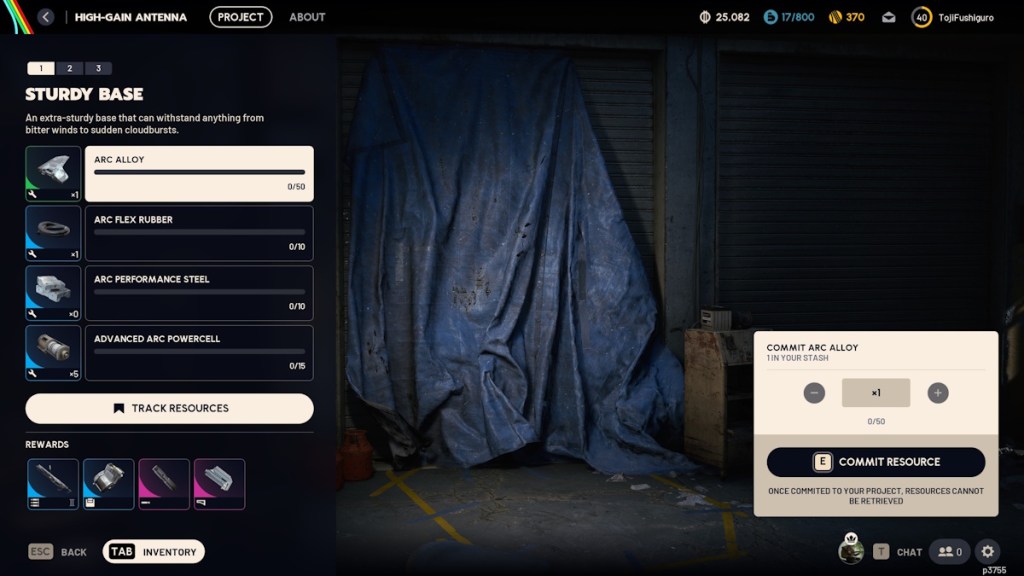 Resources required to complete Project High Gain Antenna in Arc Raiders