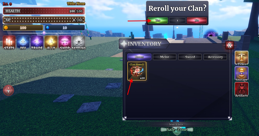 Roll clans in Sailor Piece