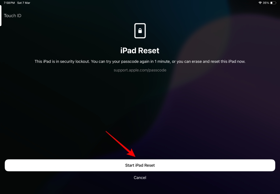 Start iPad Reset Option