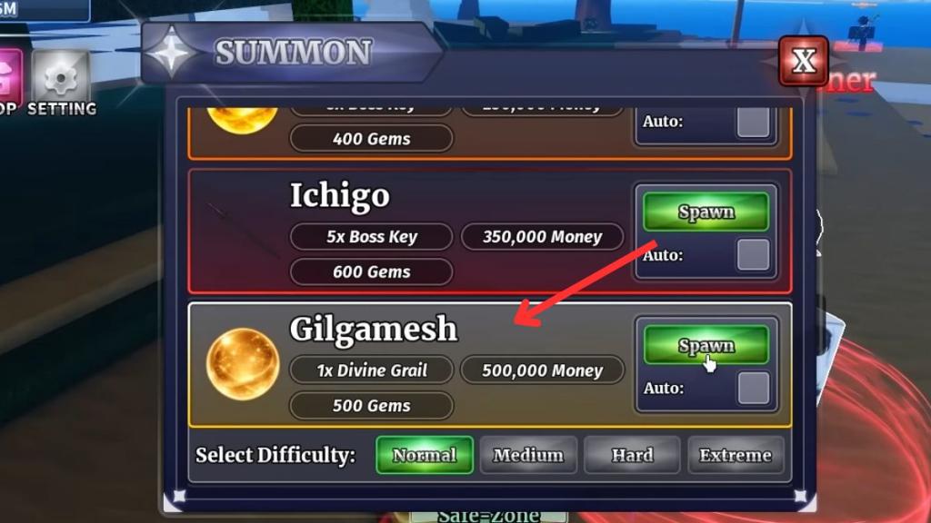 Summon GIlgamesh Boss