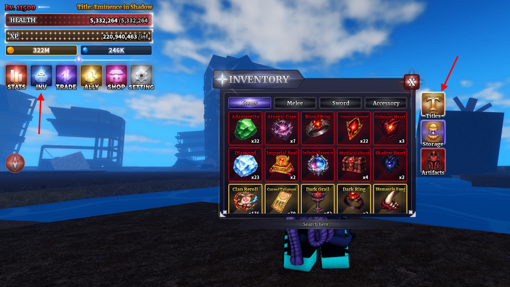 Title menu in Sailor Piece