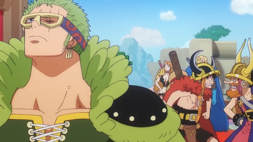 The Straw Hat Pirates crew in Elbaf in the One Piece anime