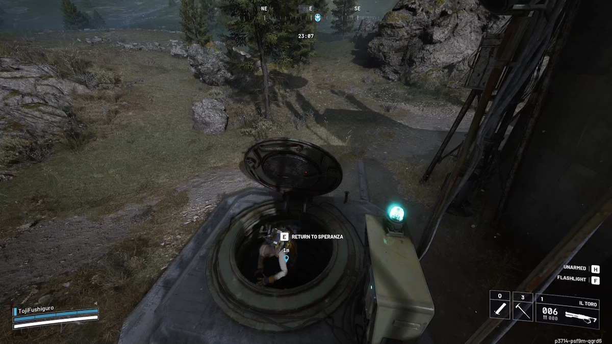 Cimbing down a raider hatch in Arc Raiders