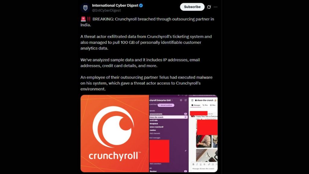Crunchyroll data breach rumors