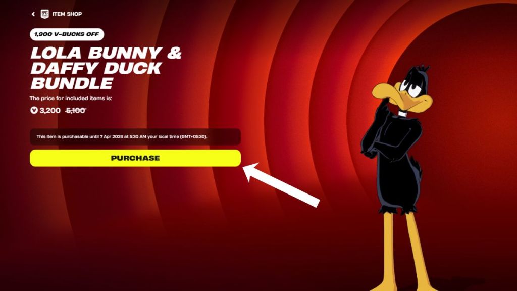 Purchasing Fortnite Daffy Duck Skin in Item Shop