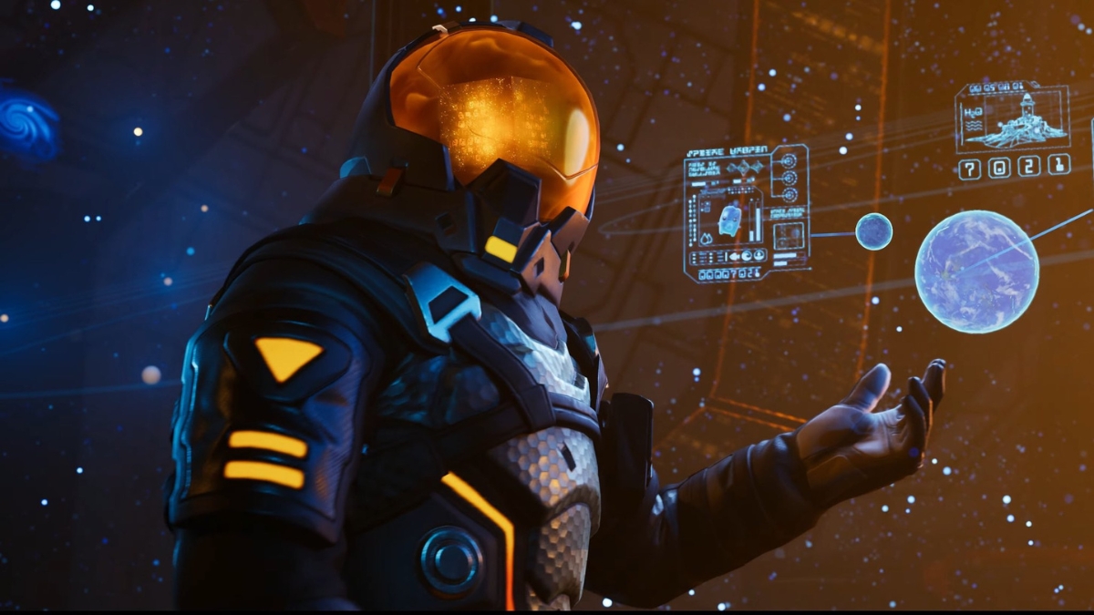 Fortnite Dark Voyager in front of screen