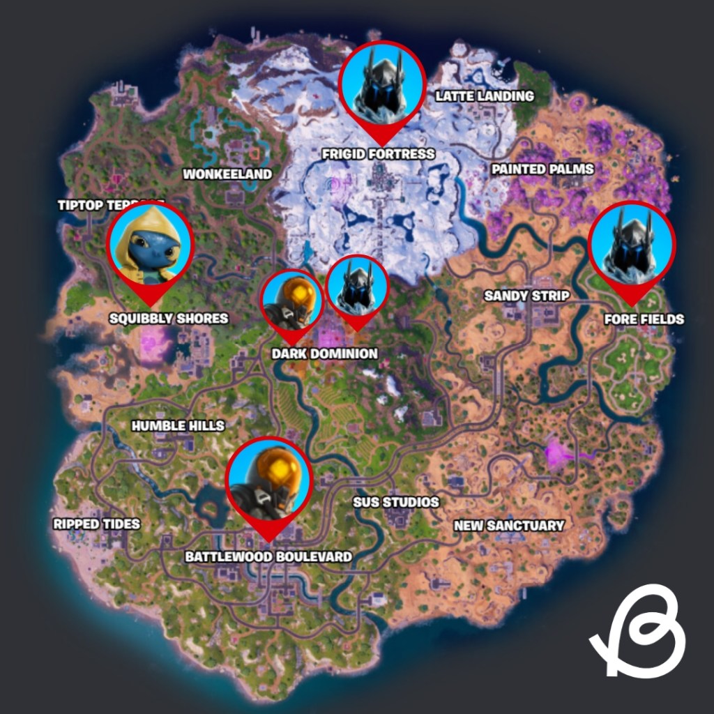 Fortnite Chapter 7 Season 2 Boss Locations