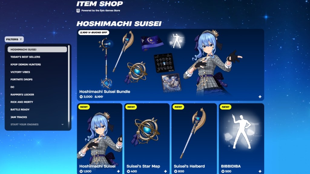 Hoshimachi Suisei Skin Fortnite Item Shop