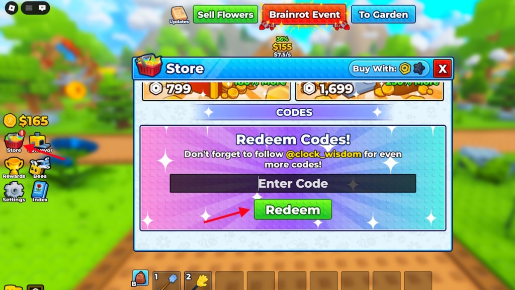 redeem bee garden codes