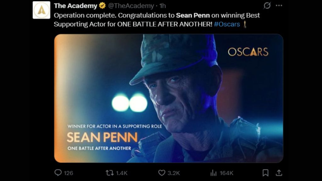 Sean Penn wins Best Actors in a Supporting Role at Oscars 2026