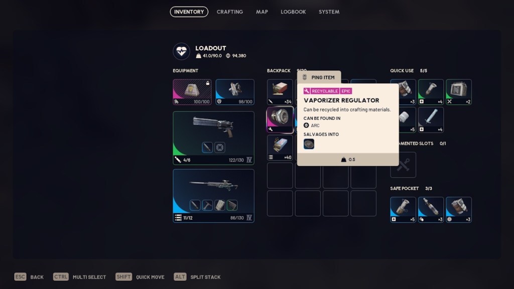 All the loot drops from Vaporizer in Arc Raiders