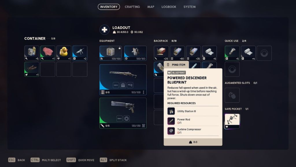 Arc Raiders Powered Descender Blueprint