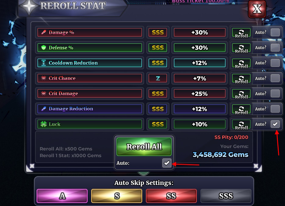 Auto stat rerolls in Sailor Piece